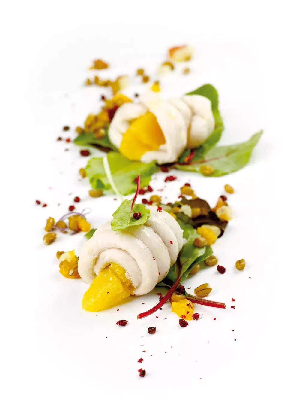 Insalata di bianco di sogliola, farro e agrumi