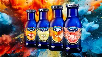 Derby Blue rinnova la sua immagine:  nuova veste per la gamma di succhi di frutta in vetro 200ml